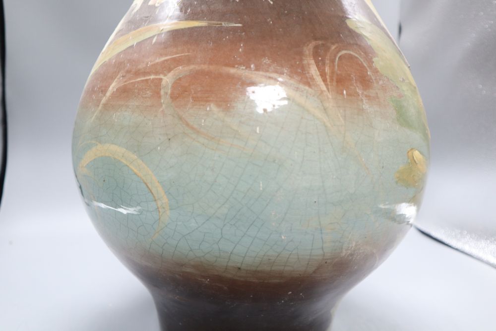 A large late 19th century Art pottery vase, height 63cm